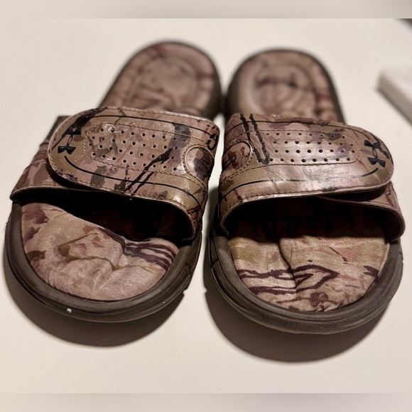 UNDER ARMOUR Women’s Ignite Camo Memory Foam Slip-on Velcro Sandals Flip Flops - Picture 6 of 12